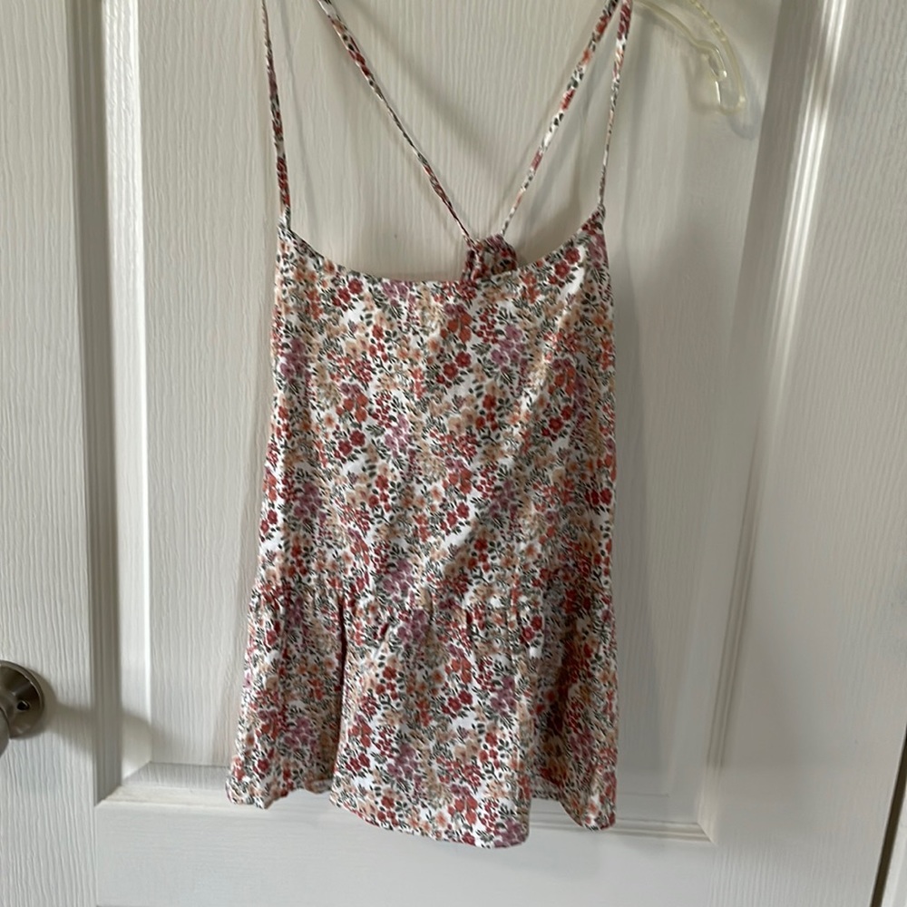 Floral tank with tie in back